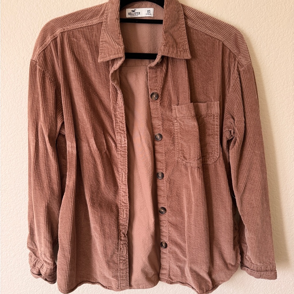 Hollister Tan/Brown Ribbed Shirt Jacket